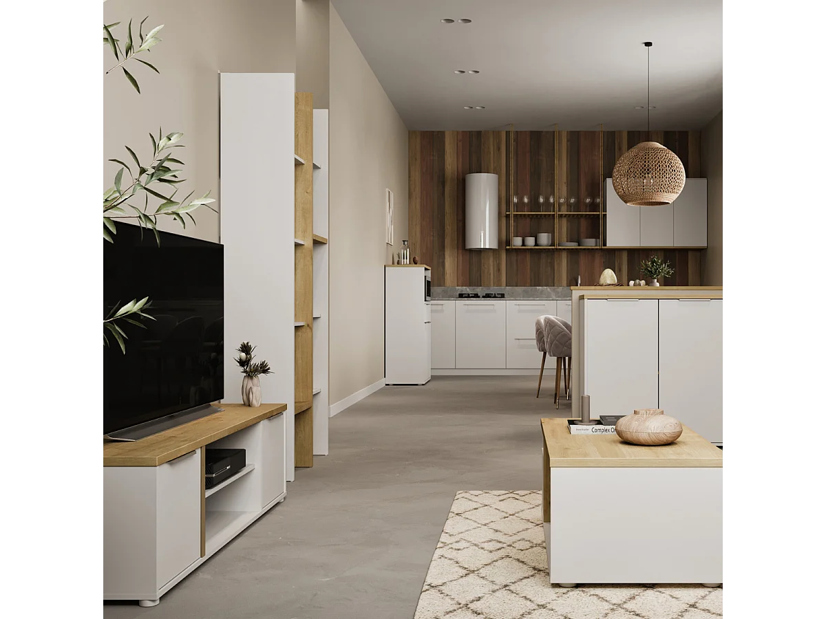 Móvel de Cozinha AMBIHOME ESSENCE - Branco/Carvalho, C70xP40xA123cm