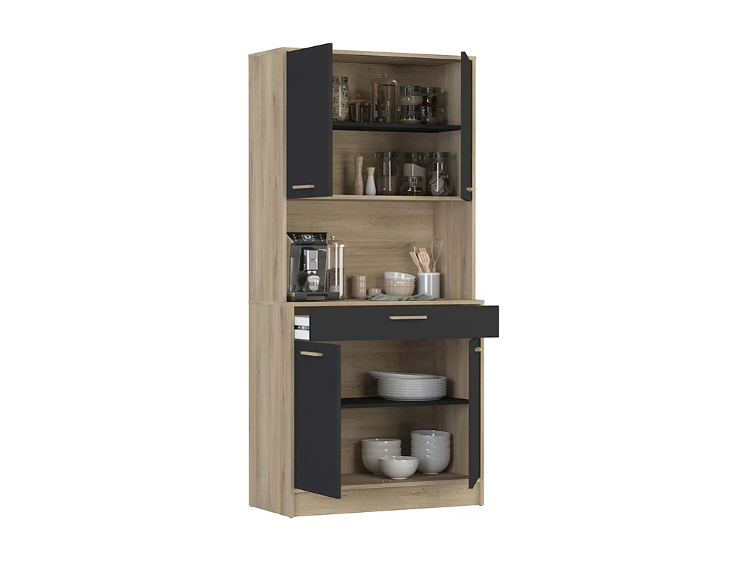 Móvel Alto de Cozinha AMBIHOME HONEY Carvalho/Preto C83xPx40xA176cm