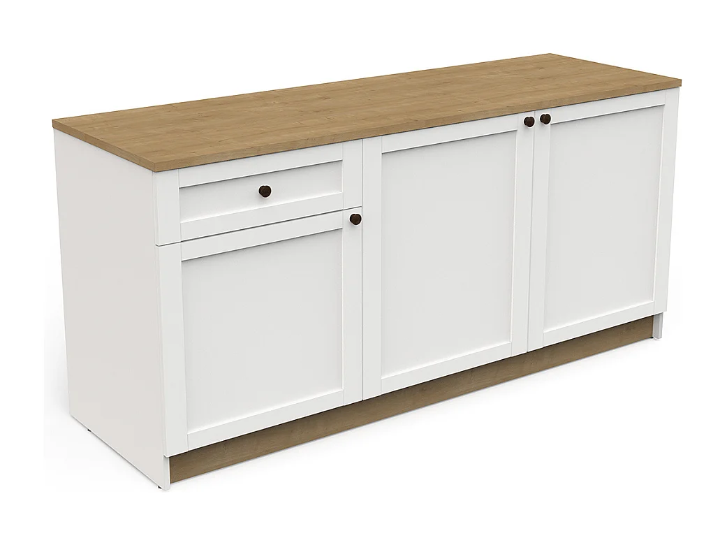 Amário de cozinha inferior AMBIHOME COTTARE 01 - 3Portas/1Gaveta, Branco, C180xP59xA90cm