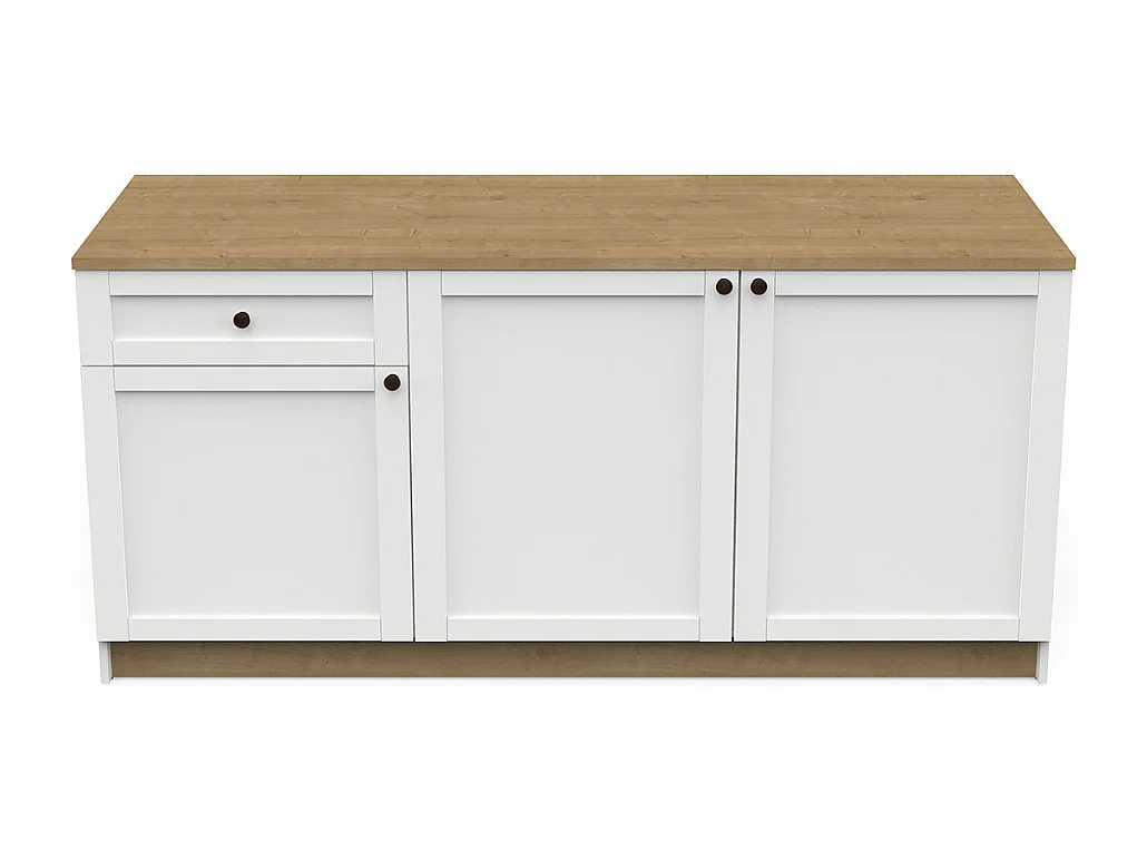 Amário de cozinha inferior AMBIHOME COTTARE 01 - 3Portas/1Gaveta, Branco, C180xP59xA90cm