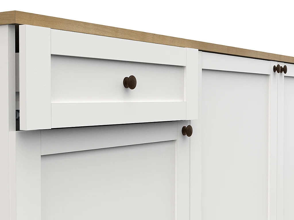 Amário de cozinha inferior AMBIHOME COTTARE 01 - 3Portas/1Gaveta, Branco, C180xP59xA90cm