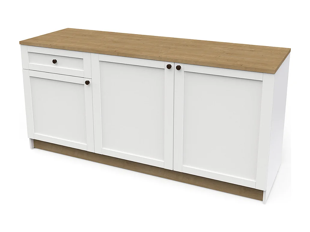 Amário de cozinha inferior AMBIHOME COTTARE 01 - 3Portas/1Gaveta, Branco, C180xP59xA90cm