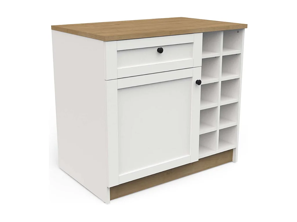 Armário de cozinha inferior AMBIHOME COTTARE 05 - 1Porta/1Gaveta/Prateleiras, Branco, C94xP59xA90cm