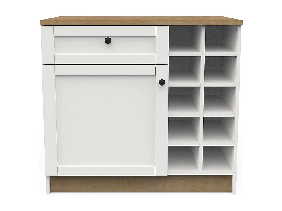 Armário de cozinha inferior AMBIHOME COTTARE 05 - 1Porta/1Gaveta/Prateleiras, Branco, C94xP59xA90cm