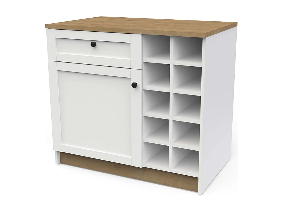 Armário de cozinha inferior AMBIHOME COTTARE 05 - 1Porta/1Gaveta/Prateleiras, Branco, C94xP59xA90cm