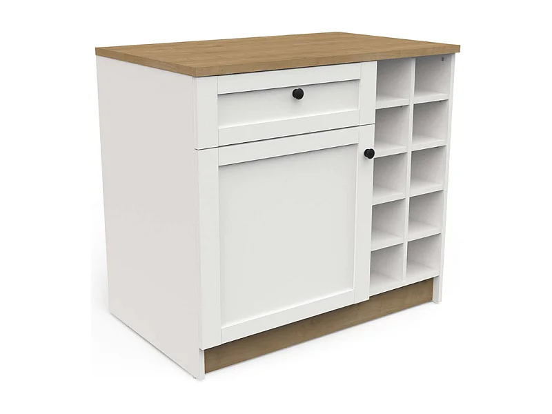 Armário de cozinha inferior AMBIHOME COTTARE 05 - 1Porta/1Gaveta/Prateleiras, Branco, C94xP59xA90cm