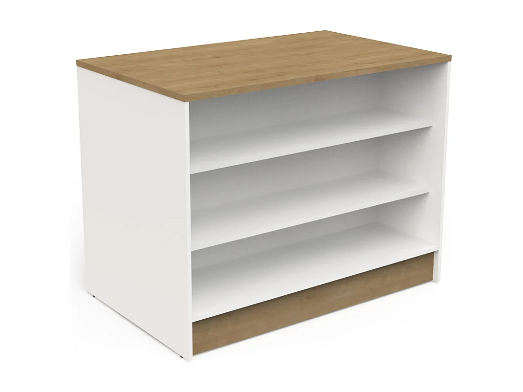 Ilha de cozinha c/prateleiras AMBIHOME COTTARE 02 - Branco, C120xP75xA92cm