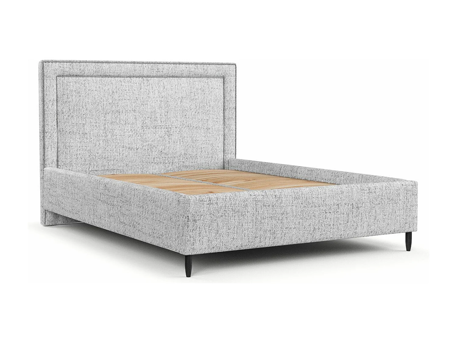 Lit coffre Baleine - 140 x 200 cm - texturé à carreaux - gris clair