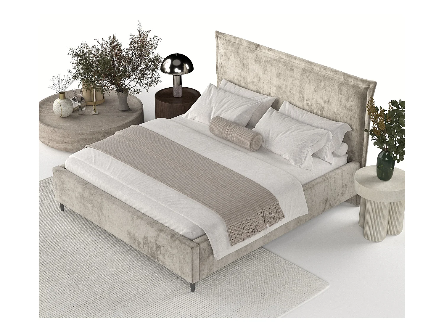 Lit coffre Cape Cod - 180 x 200 cm - chenille - beige