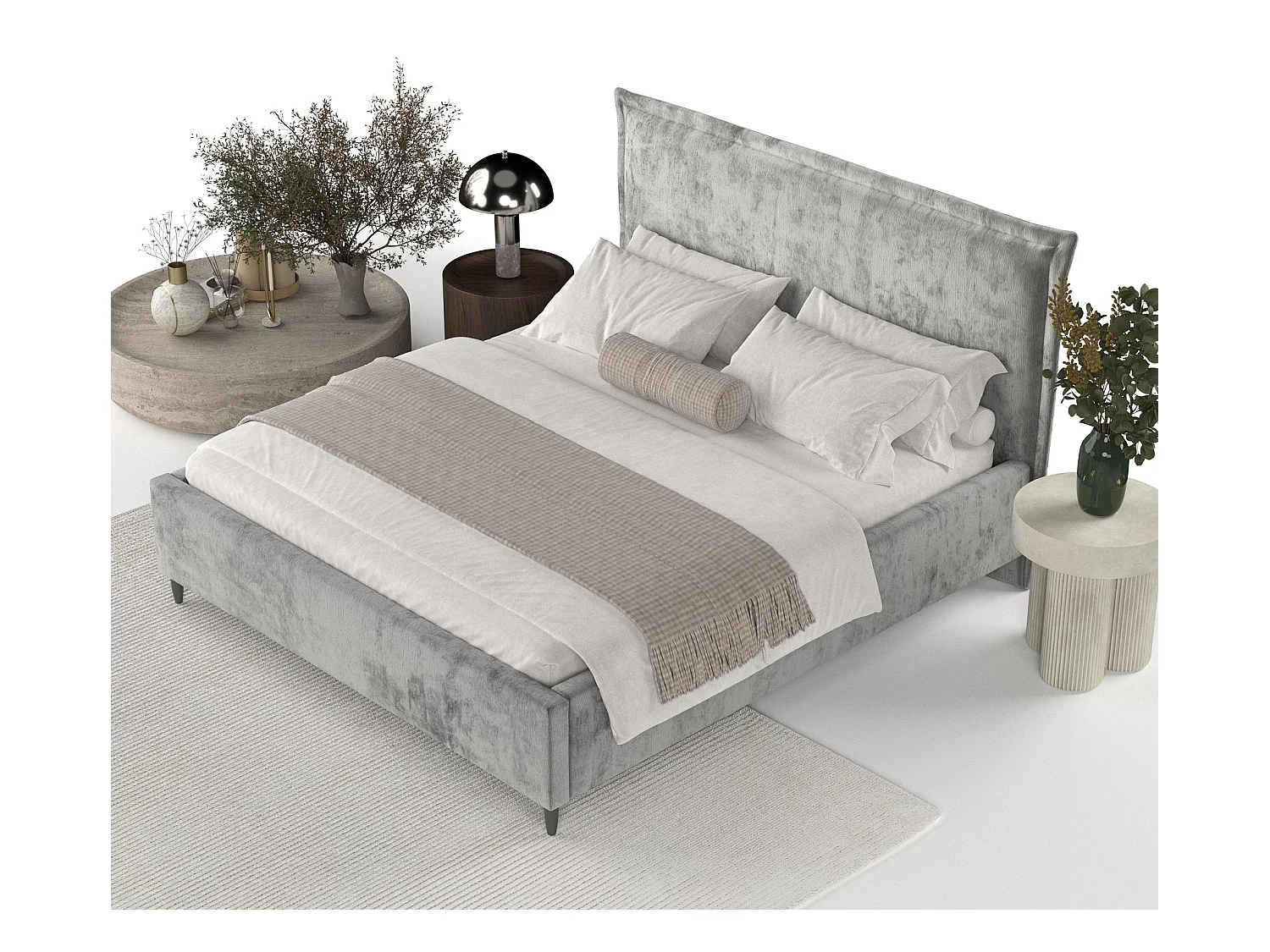 Lit coffre Cape Cod - 160 x 200 cm - chenille - gris