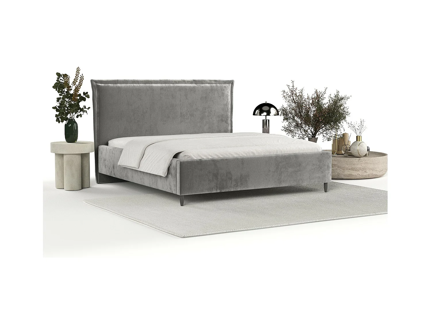 Lit coffre Cape Cod - 180 x 200 cm - chenille - gris