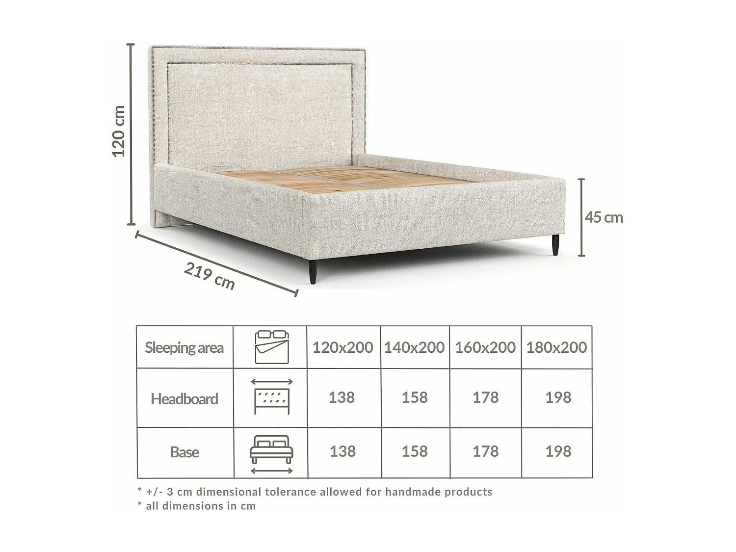 Łóżko tapicerowane Baleine - 140 x 200 cm - tkanina pleciona - czarny