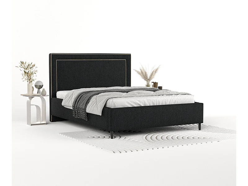 Polsterbett Baleine - 140 x 200 cm - Webstoff - schwarz
