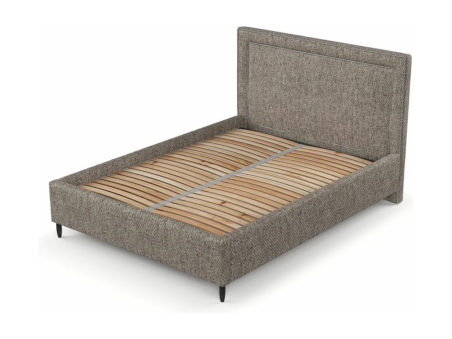 Łóżko tapicerowane Baleine - 180 x 200 cm - tkanina pleciona - brązowy