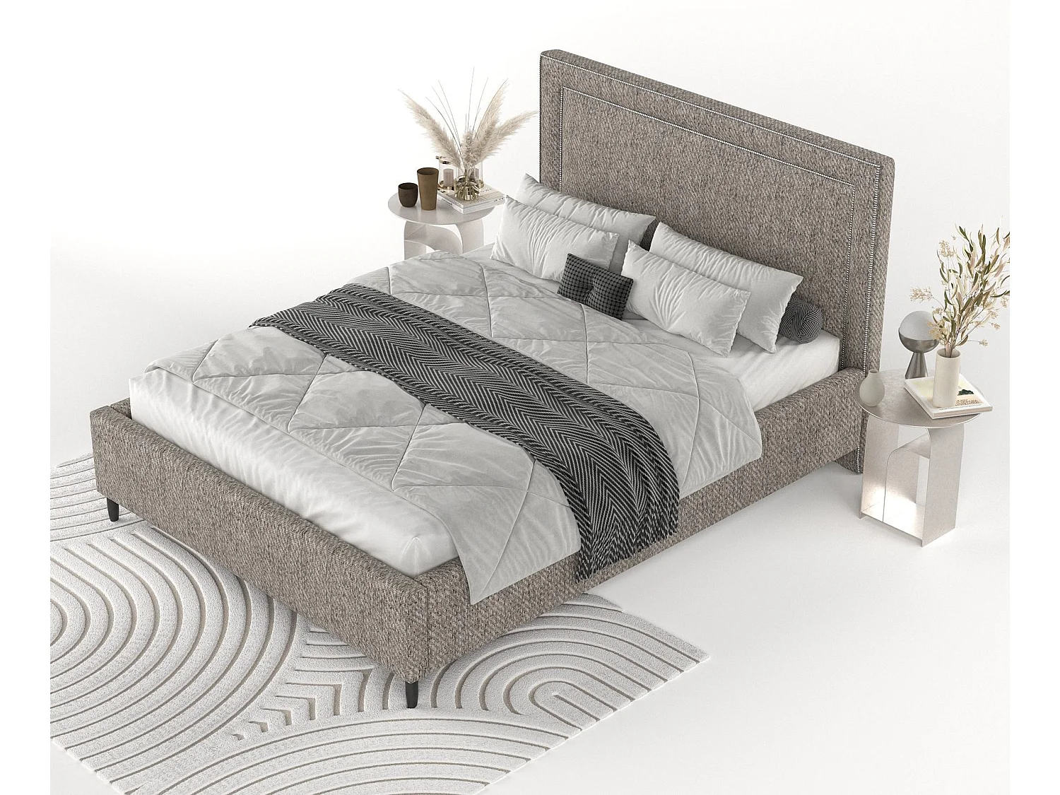 Polsterbett Baleine - 180 x 200 cm - Webstoff - braun