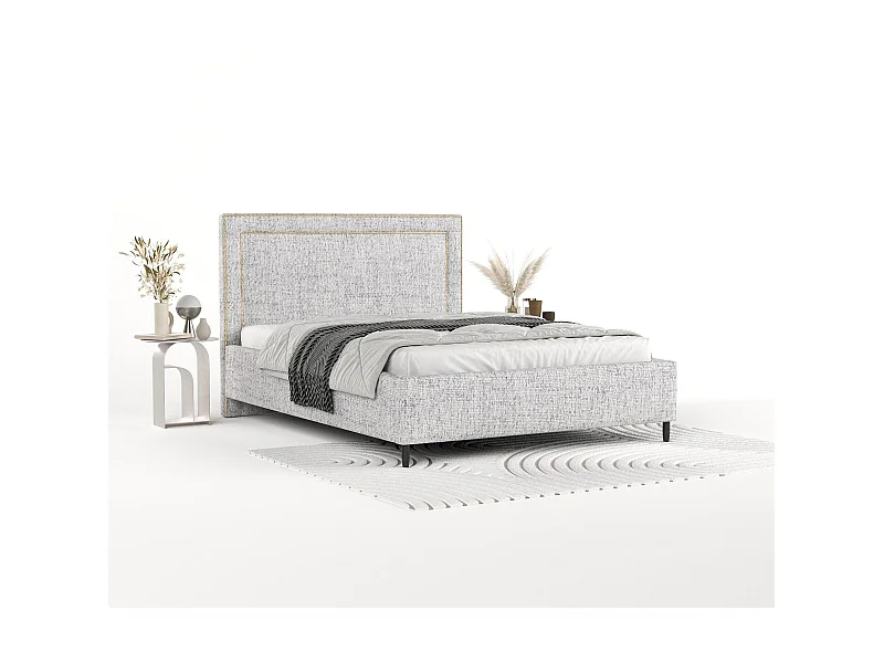 Polsterbett Baleine - 140 x 200 cm - Webstoff - hellgrau