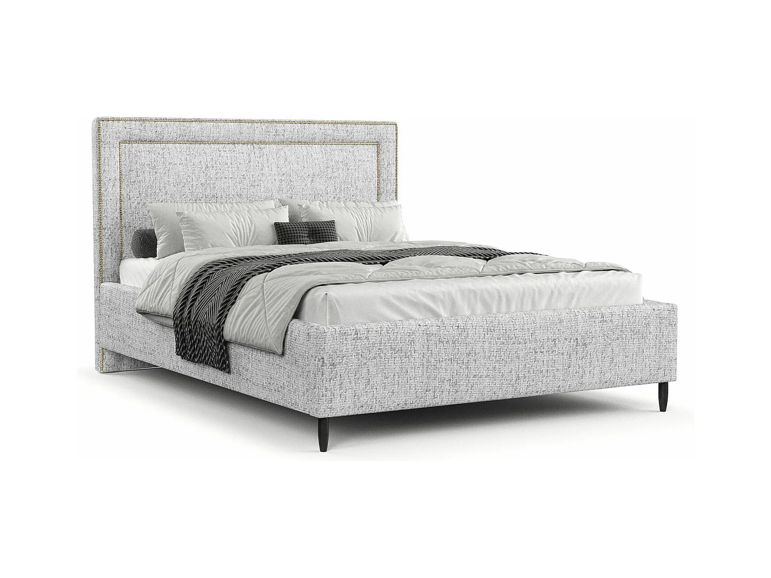 Polsterbett Baleine - 140 x 200 cm - Webstoff - hellgrau