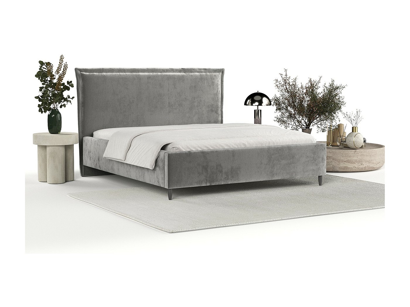 Lit coffre Cape Cod - 140 x 200 cm - chenille - gris