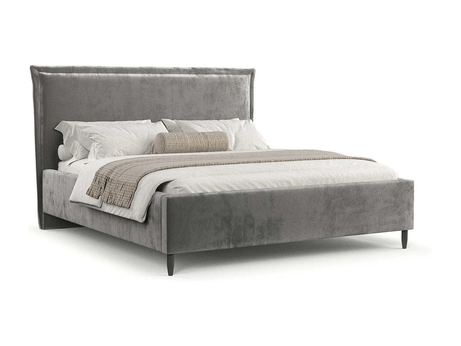 Polsterbett Cape Cod - 140 x 200 cm - Chenille-Stoff - grau