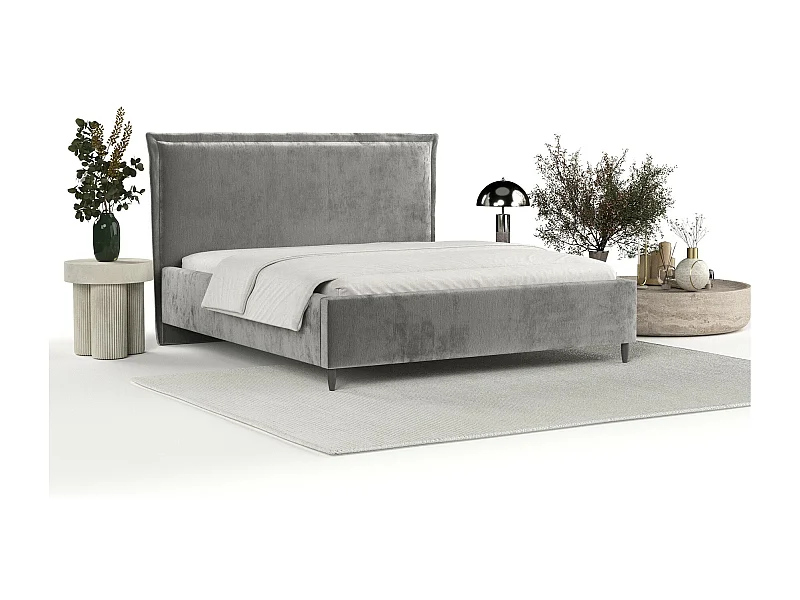 Polsterbett Cape Cod - 140 x 200 cm - Chenille-Stoff - grau