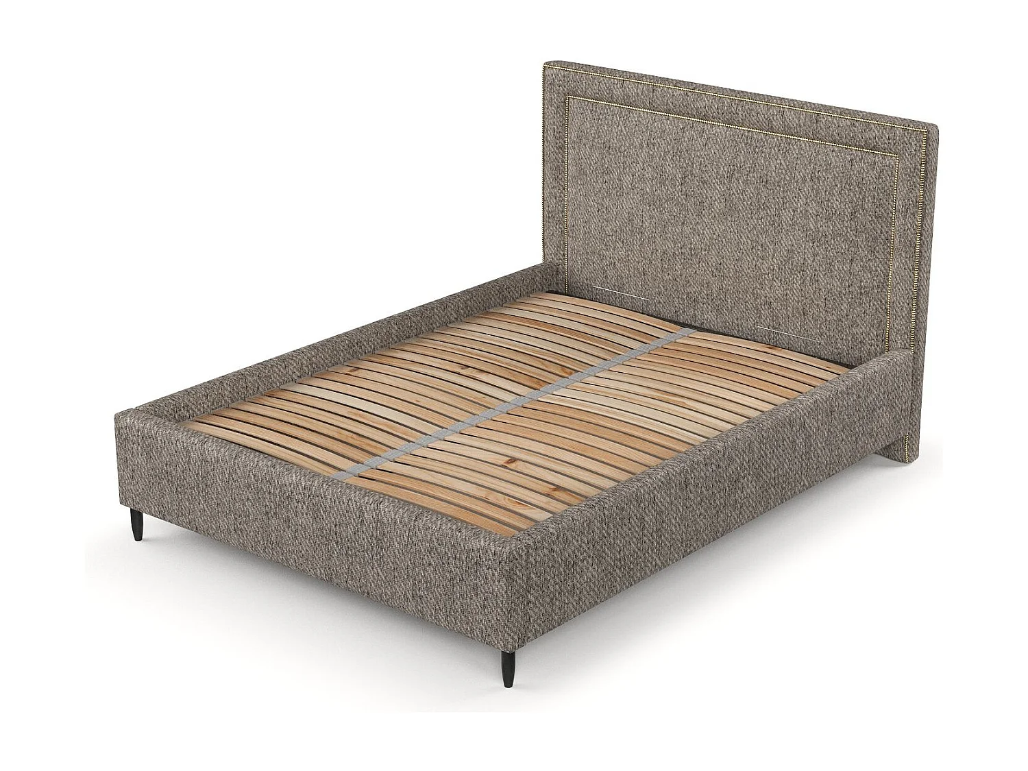 Łóżko tapicerowane Baleine - 140 x 200 cm - tkanina pleciona - brązowy