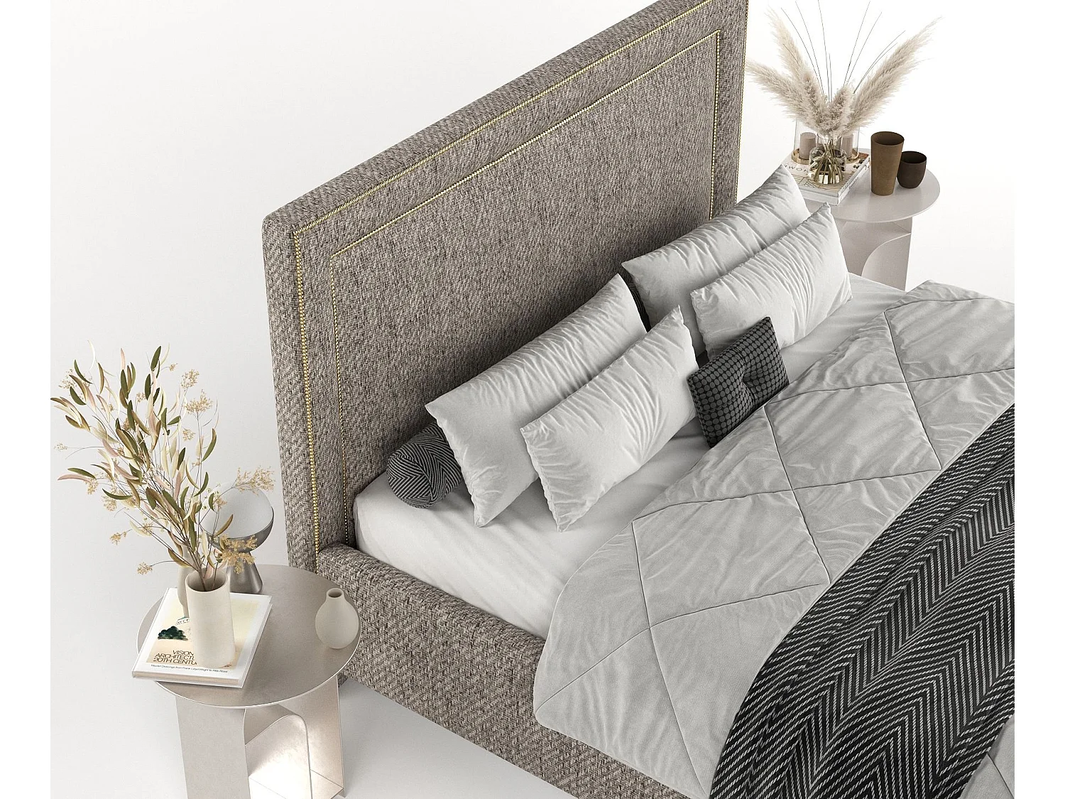 Polsterbett Baleine - 140 x 200 cm - Webstoff - braun