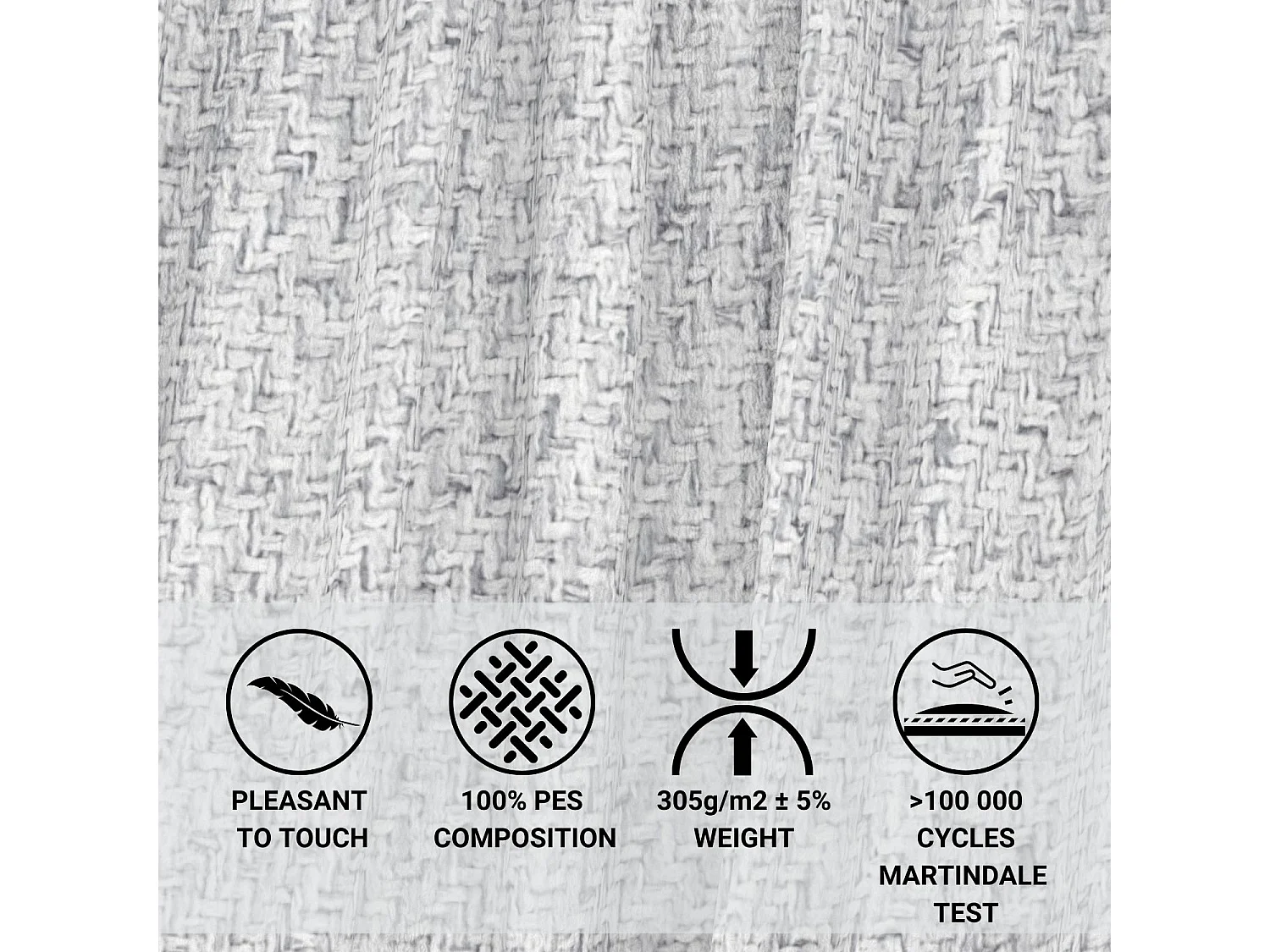 Lit coffre Baleine - 120 x 200 cm - texturé à carreaux - gris clair