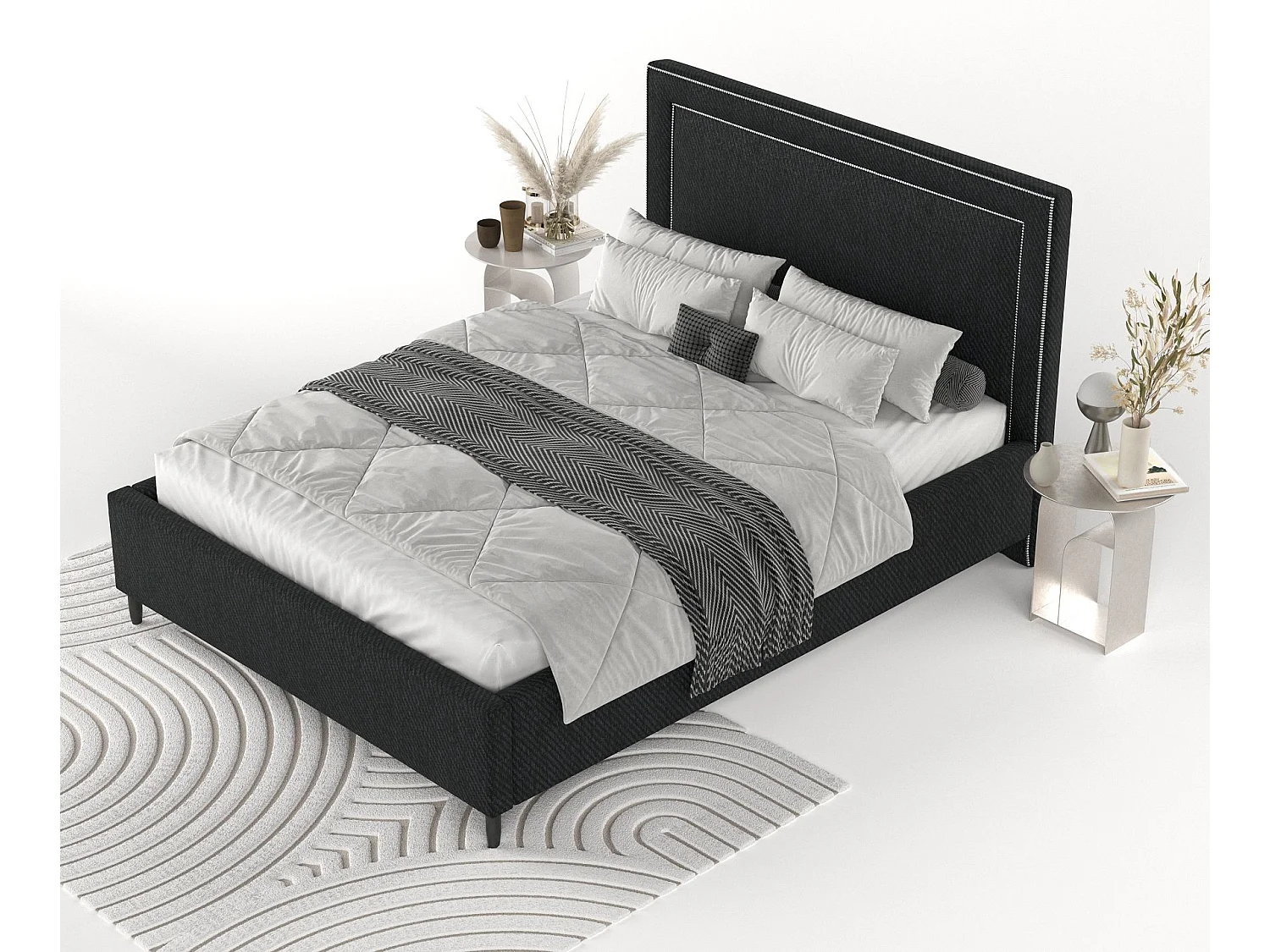 Polsterbett Baleine - 120 x 200 cm - Webstoff - schwarz