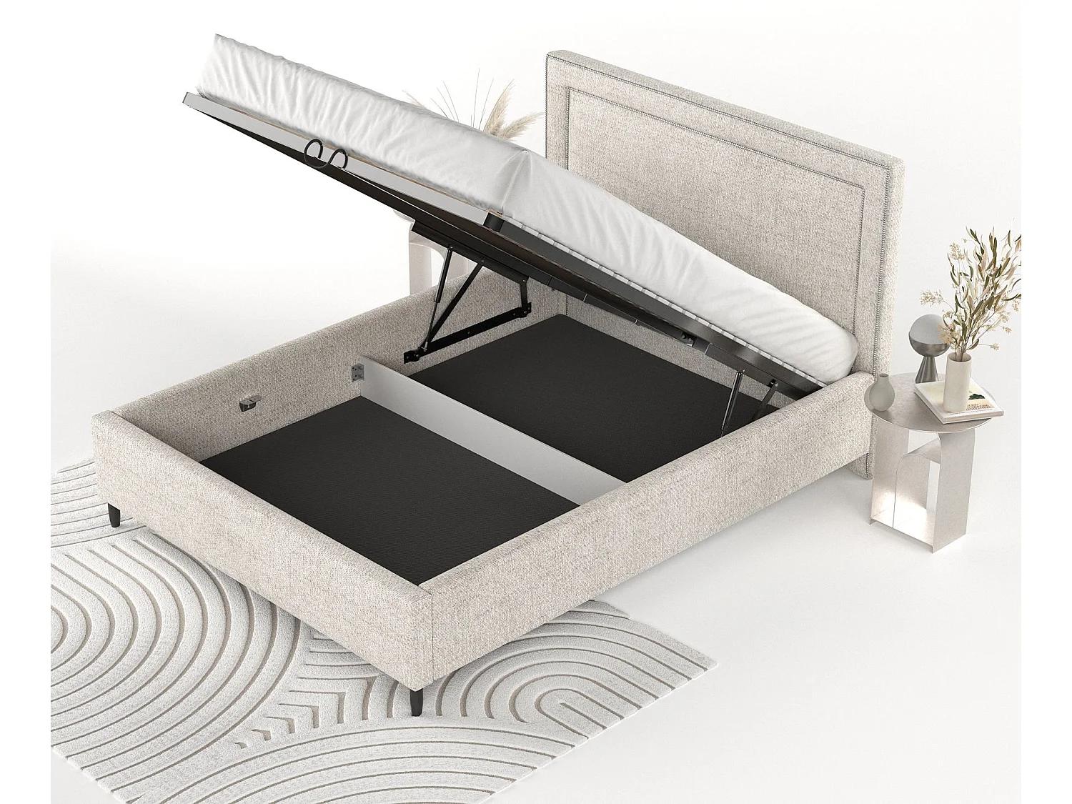 Polsterbett Baleine - 140 x 200 cm - Webstoff - creme