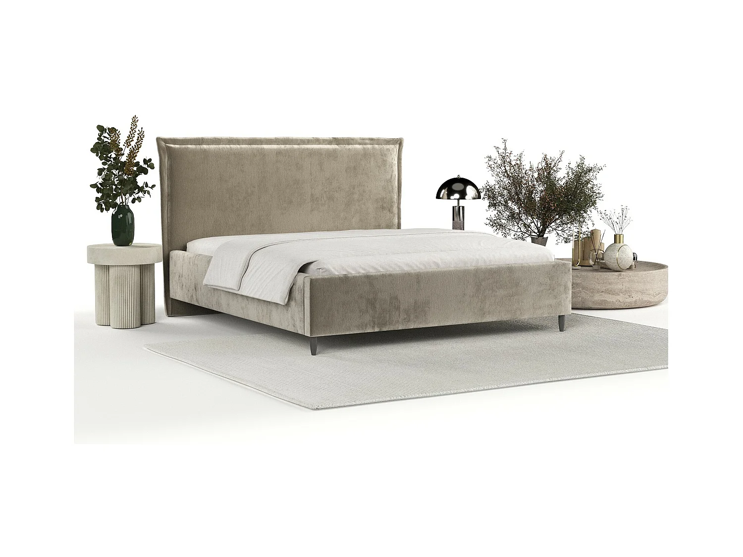 Lit coffre Cape Cod - 160 x 200 cm - chenille - beige