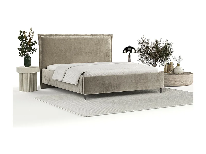 Lit coffre Cape Cod - 160 x 200 cm - chenille - beige