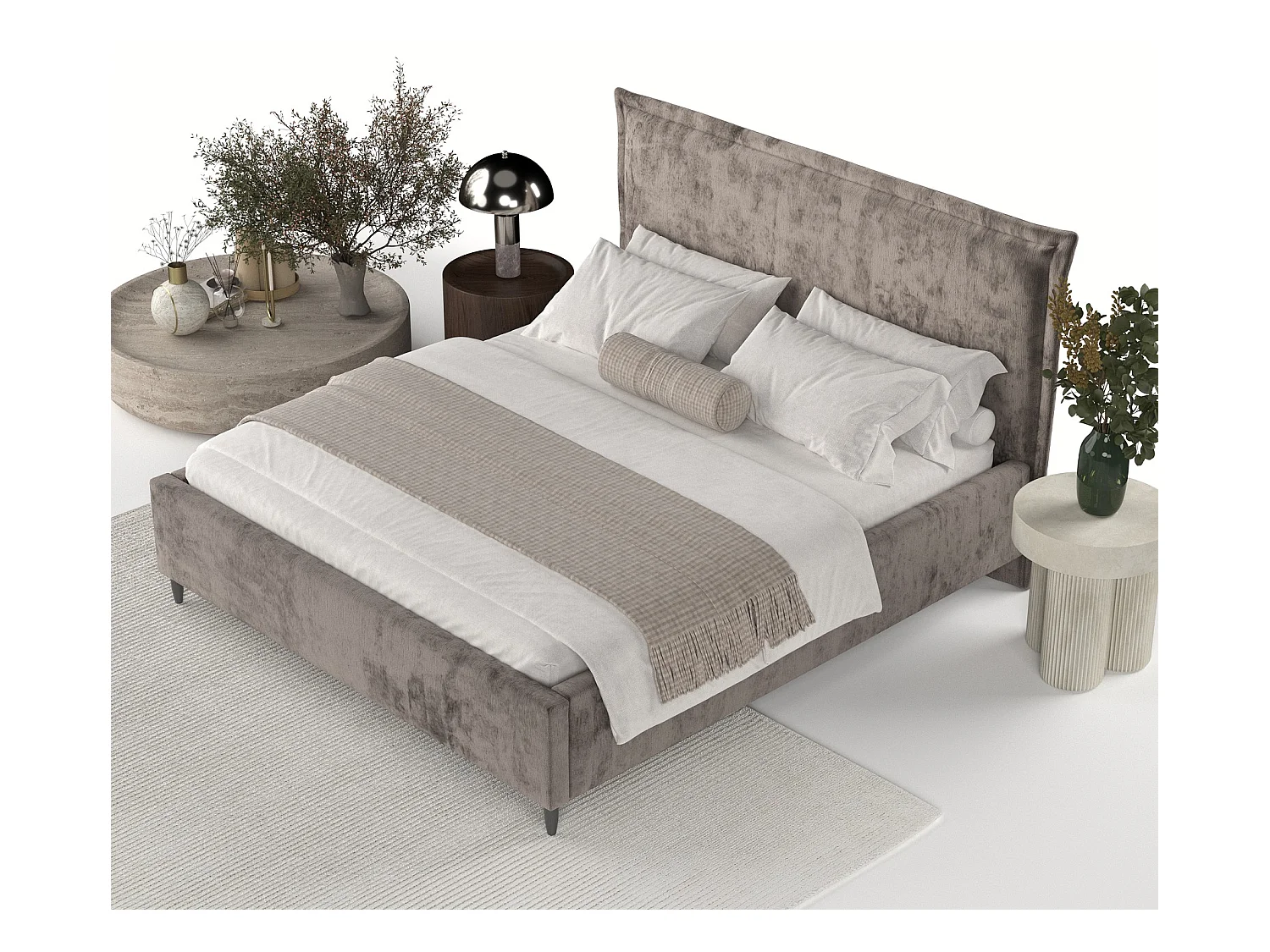 Lit coffre Cape Cod - 120 x 200 cm - chenille - brun