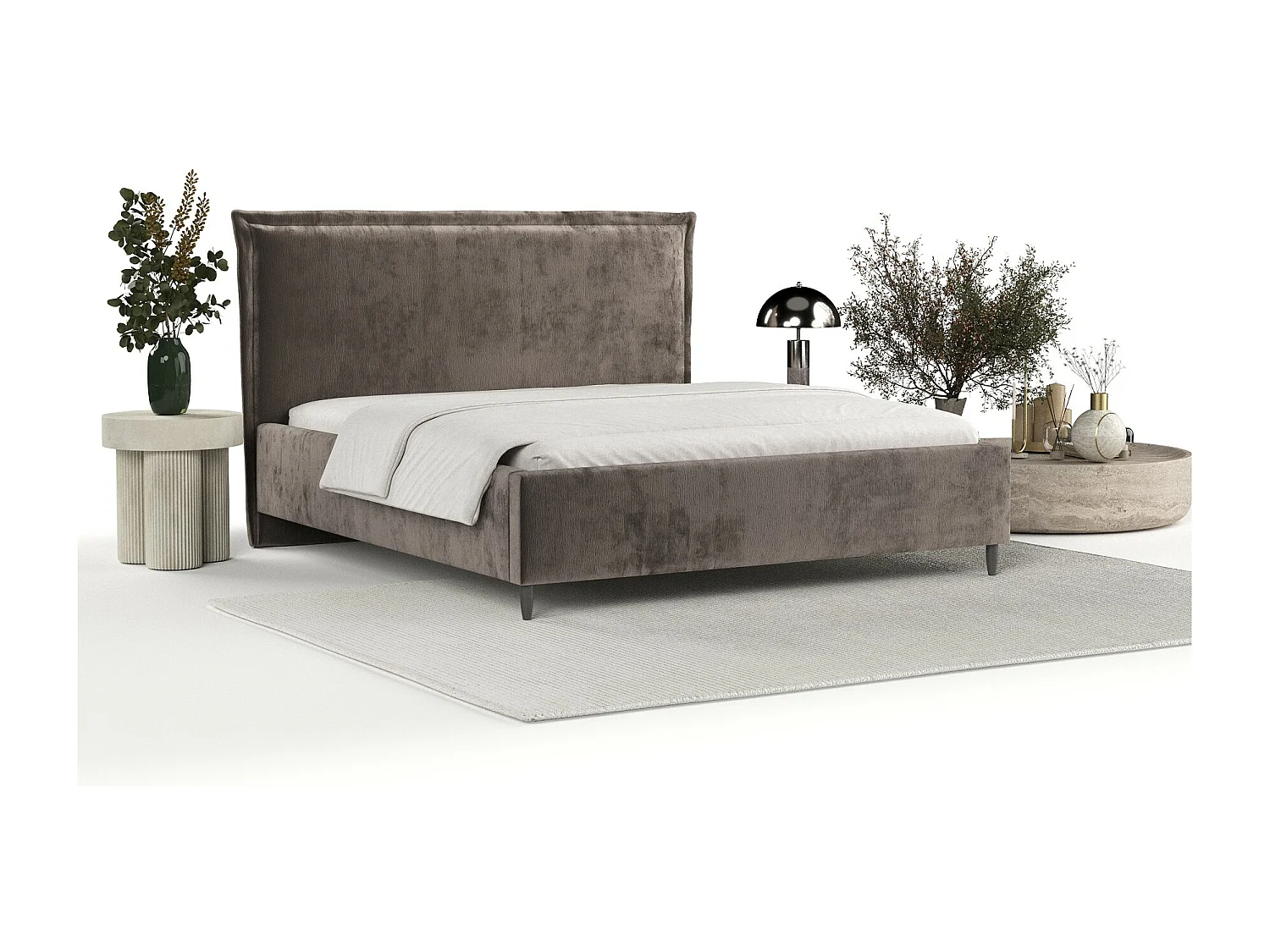 Polsterbett Cape Cod - 120 x 200 cm - Chenille-Stoff - braun