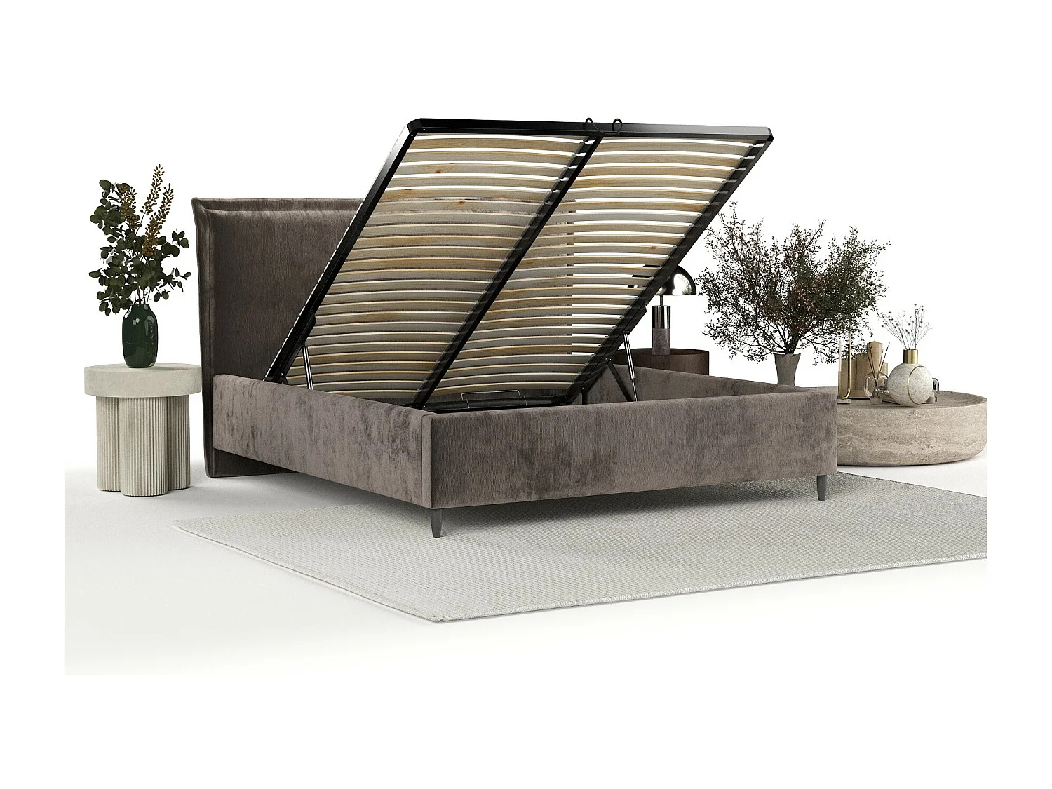 Polsterbett Cape Cod - 120 x 200 cm - Chenille-Stoff - braun