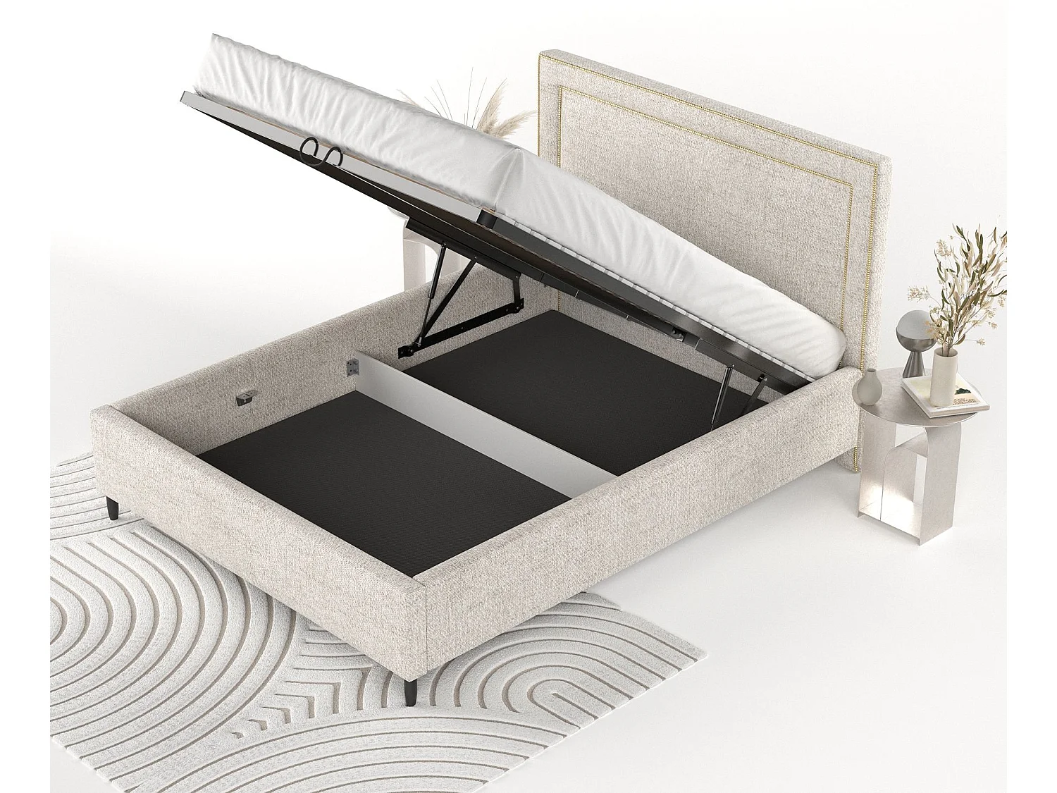 Polsterbett Baleine - 120 x 200 cm - Webstoff - creme