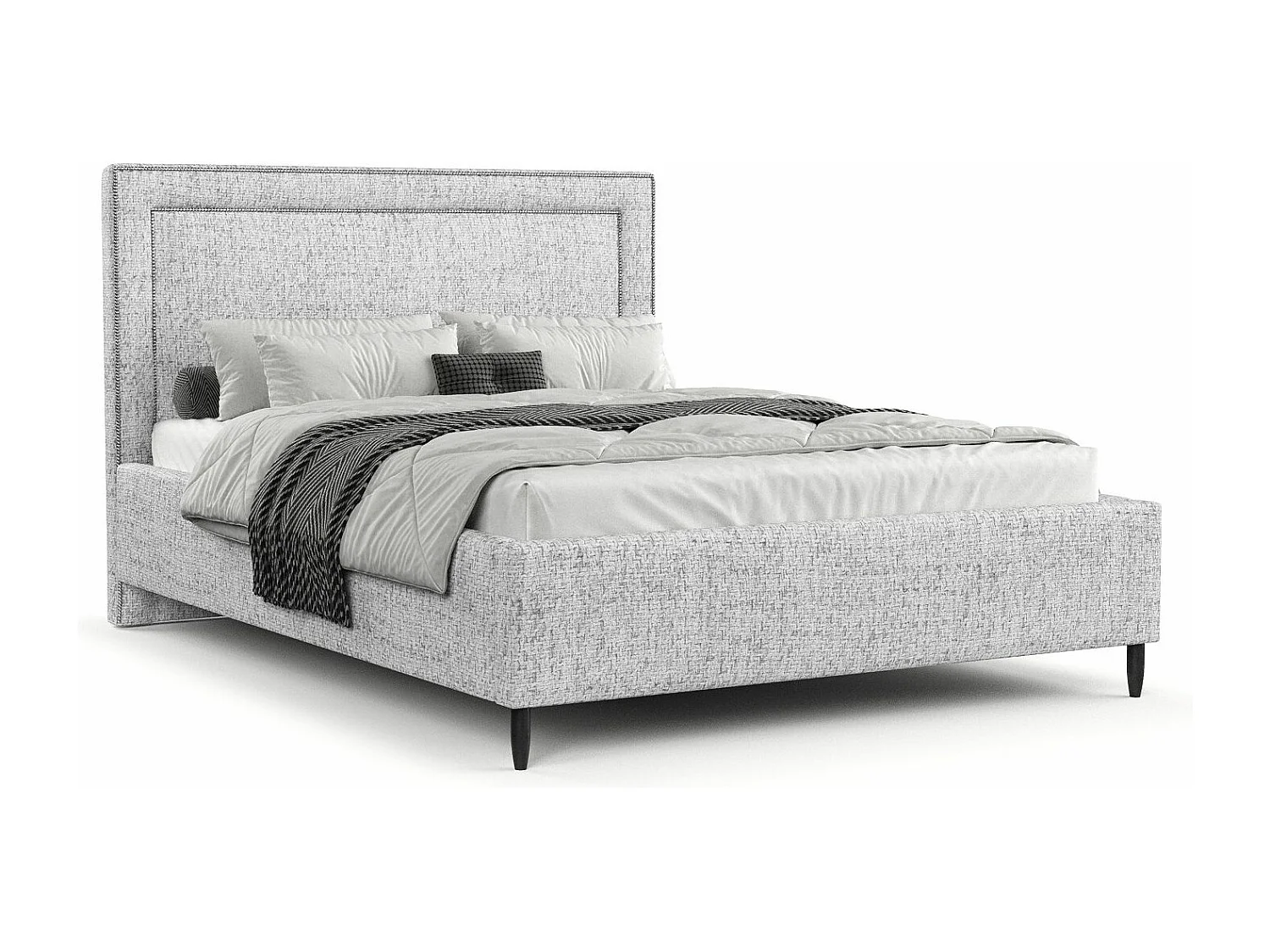 Polsterbett Baleine - 180 x 200 cm - Webstoff - hellgrau