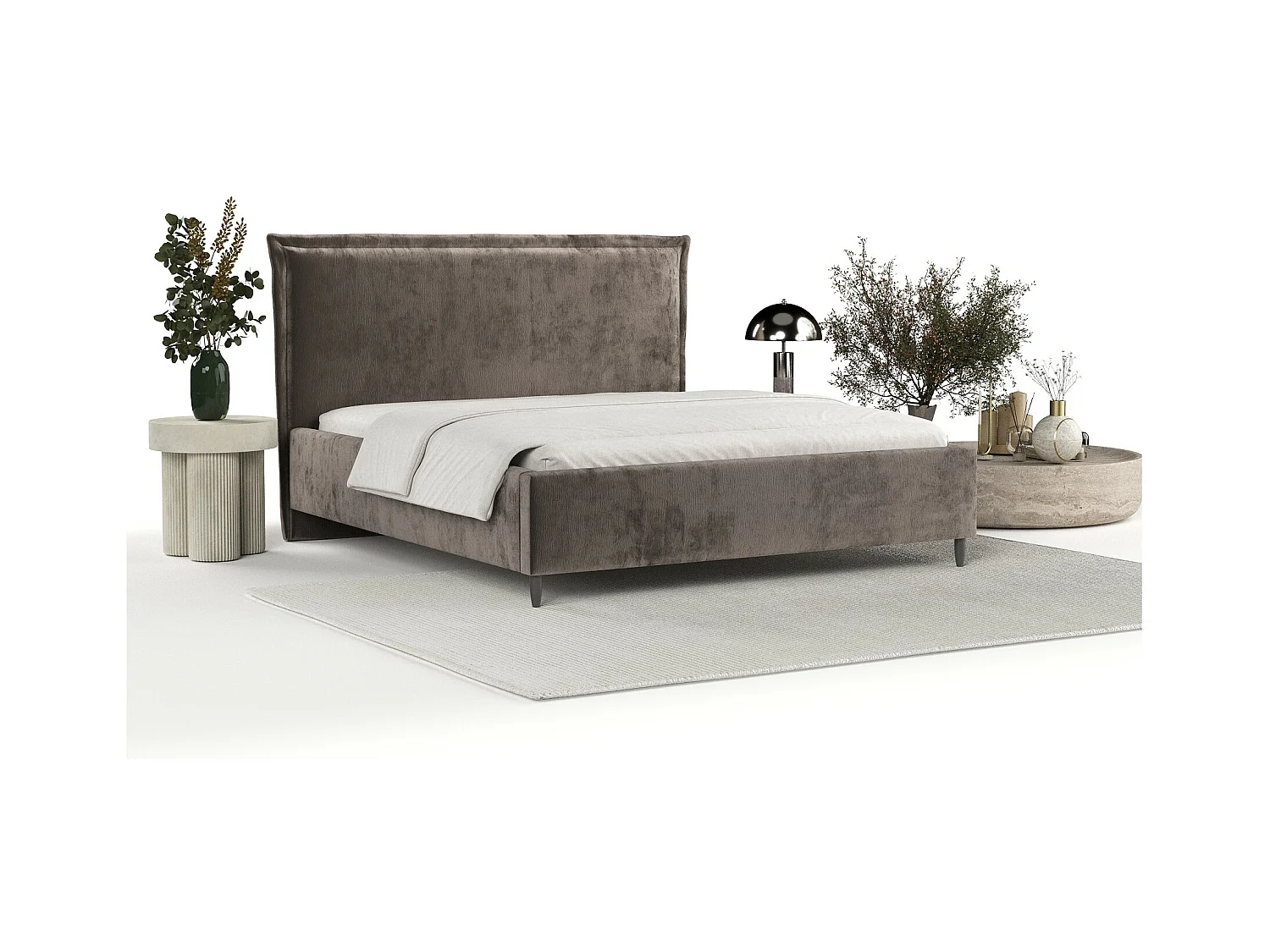 Lit coffre Cape Cod - 160 x 200 cm - chenille - brun