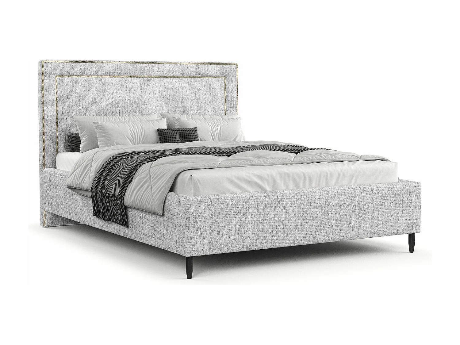 Polsterbett Baleine - 180 x 200 cm - Webstoff - hellgrau