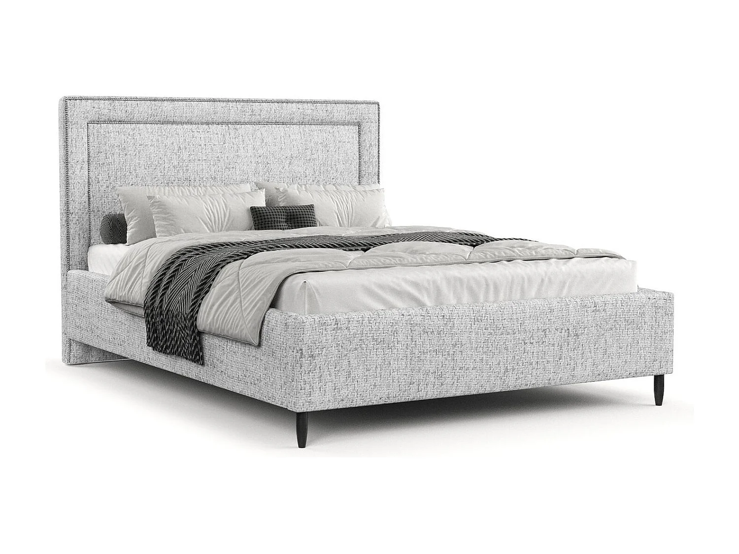 Polsterbett Baleine - 120 x 200 cm - Webstoff - hellgrau