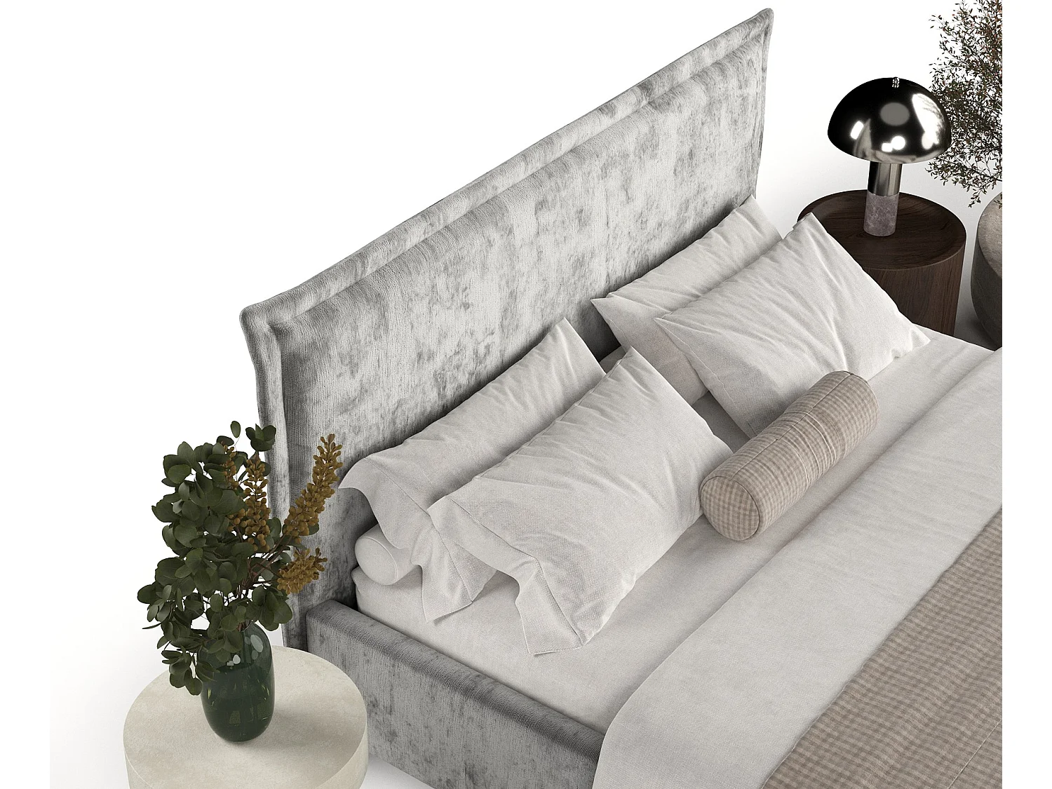 Polsterbett Cape Cod - 120 x 200 cm - Chenille-Stoff - grau