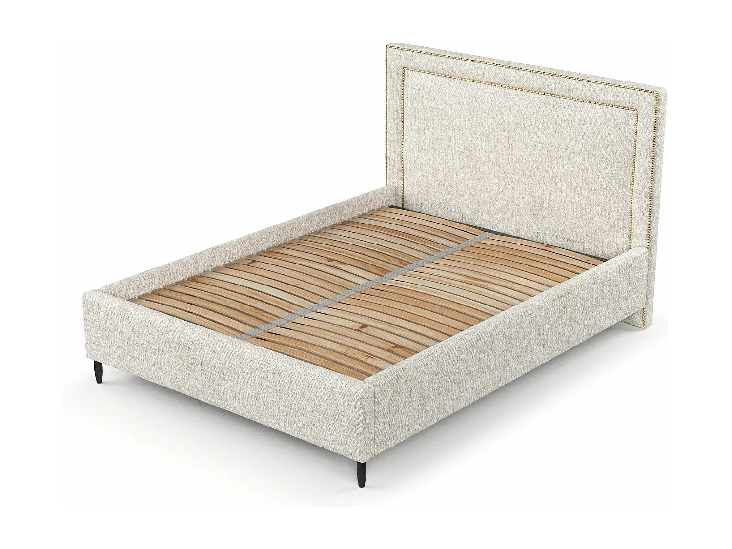 Łóżko tapicerowane Baleine - 160 x 200 cm - tkanina pleciona - kremowy