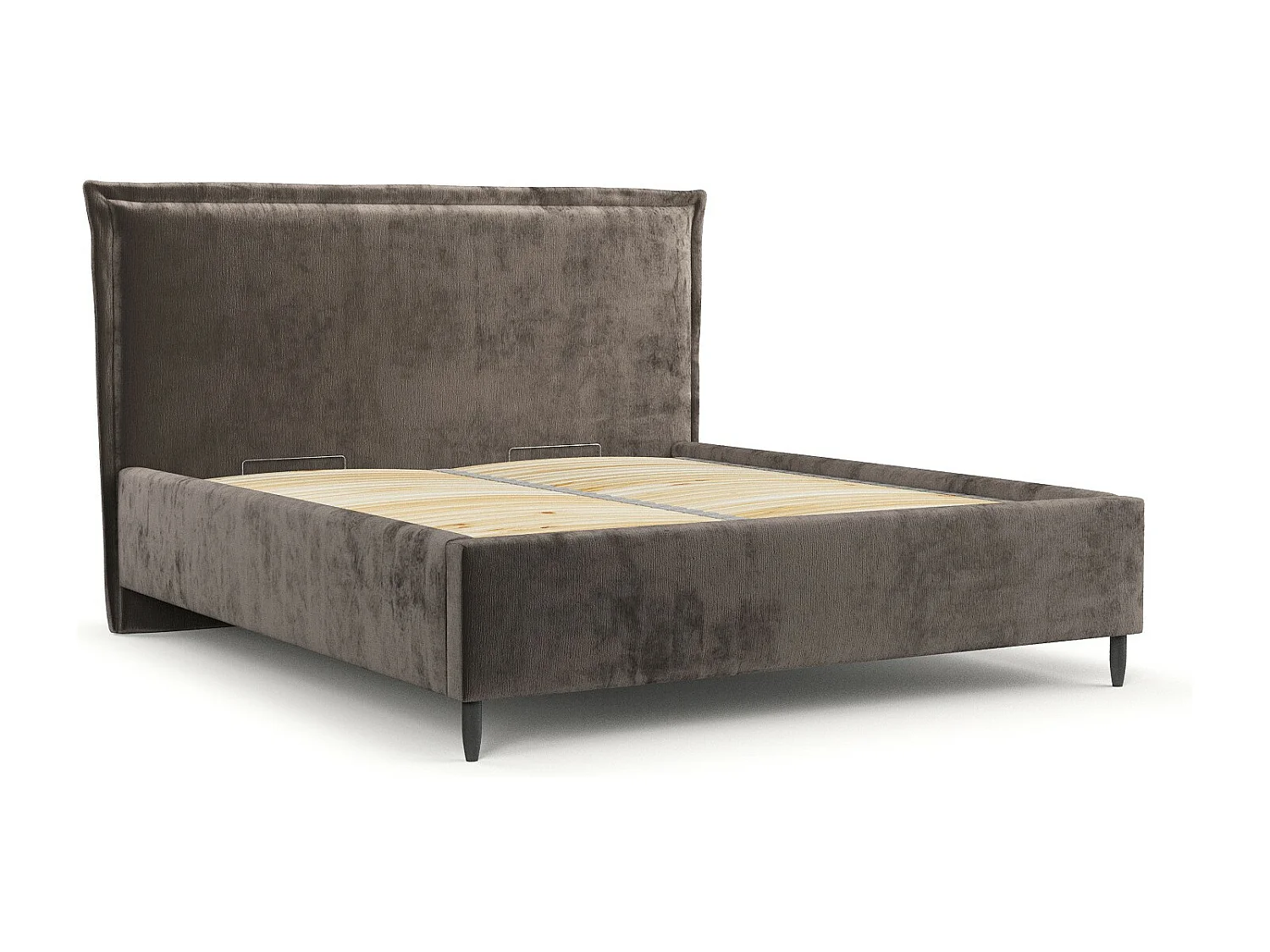 Polsterbett Cape Cod - 140 x 200 cm - Chenille-Stoff - braun