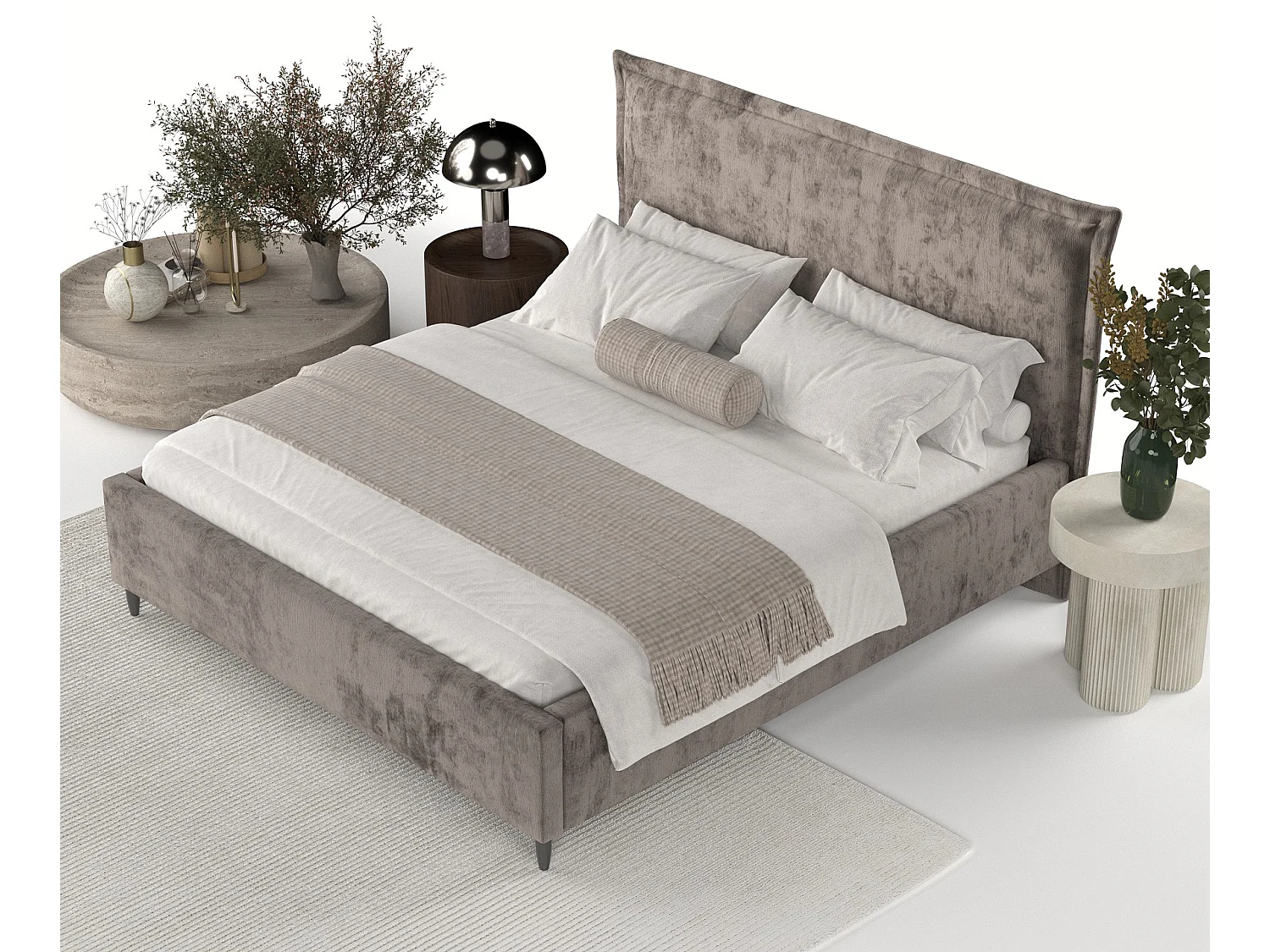 Polsterbett Cape Cod - 140 x 200 cm - Chenille-Stoff - braun