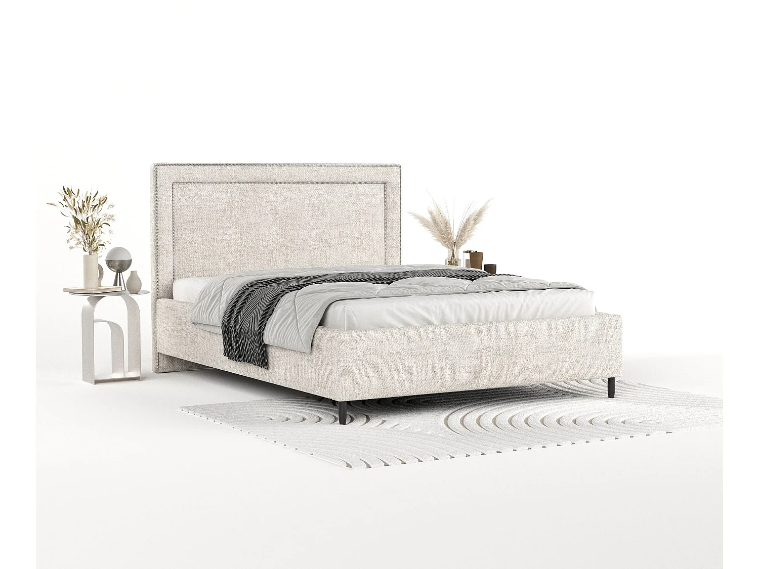 Polsterbett Baleine - 160 x 200 cm - Webstoff - creme