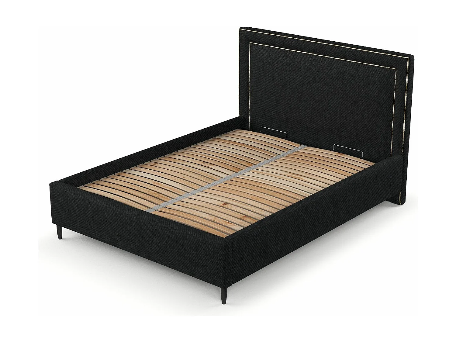 Polsterbett Baleine - 120 x 200 cm - Webstoff - schwarz