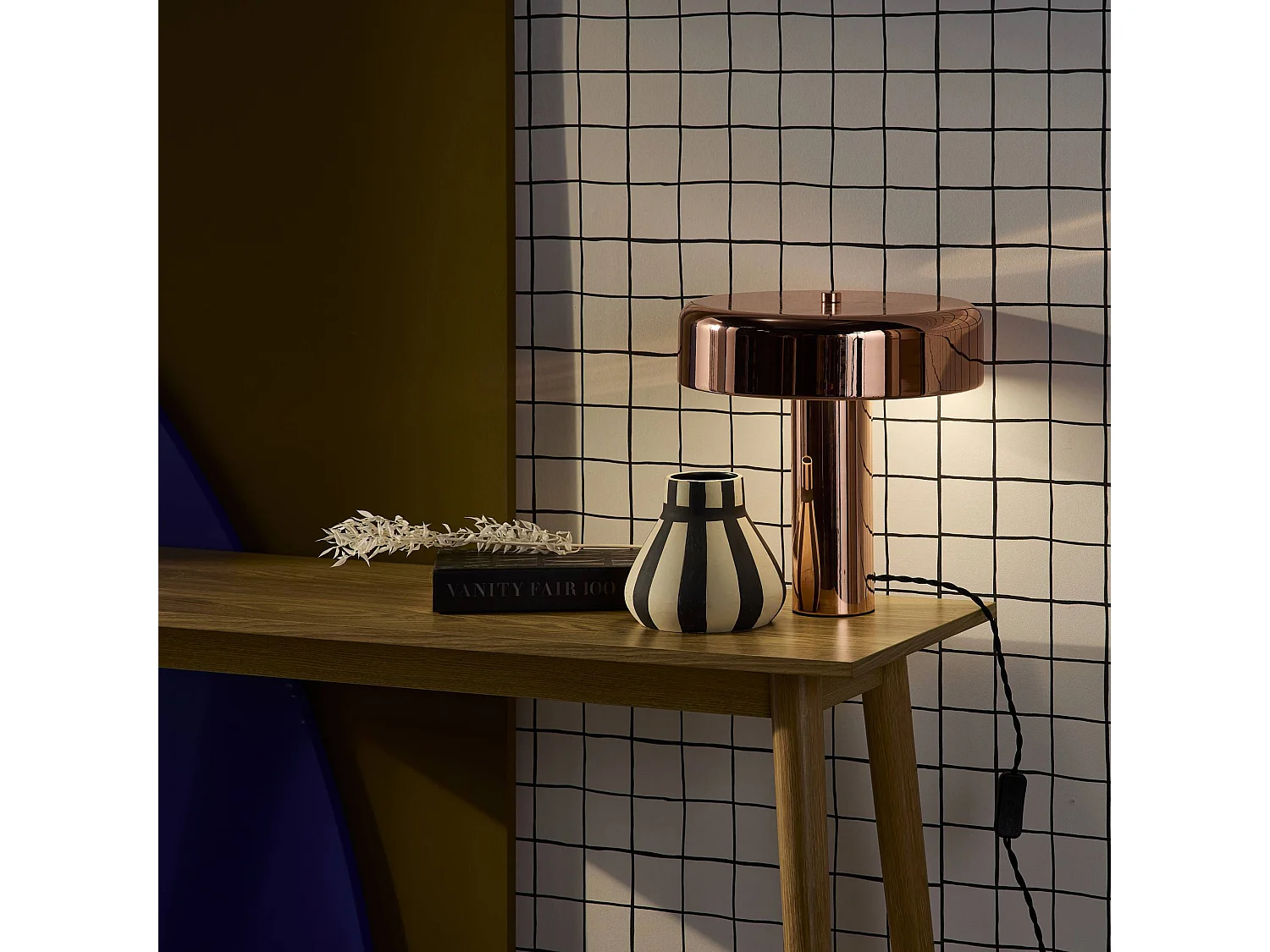 Lampe à poser métal Rudy or rose Ø 30cm