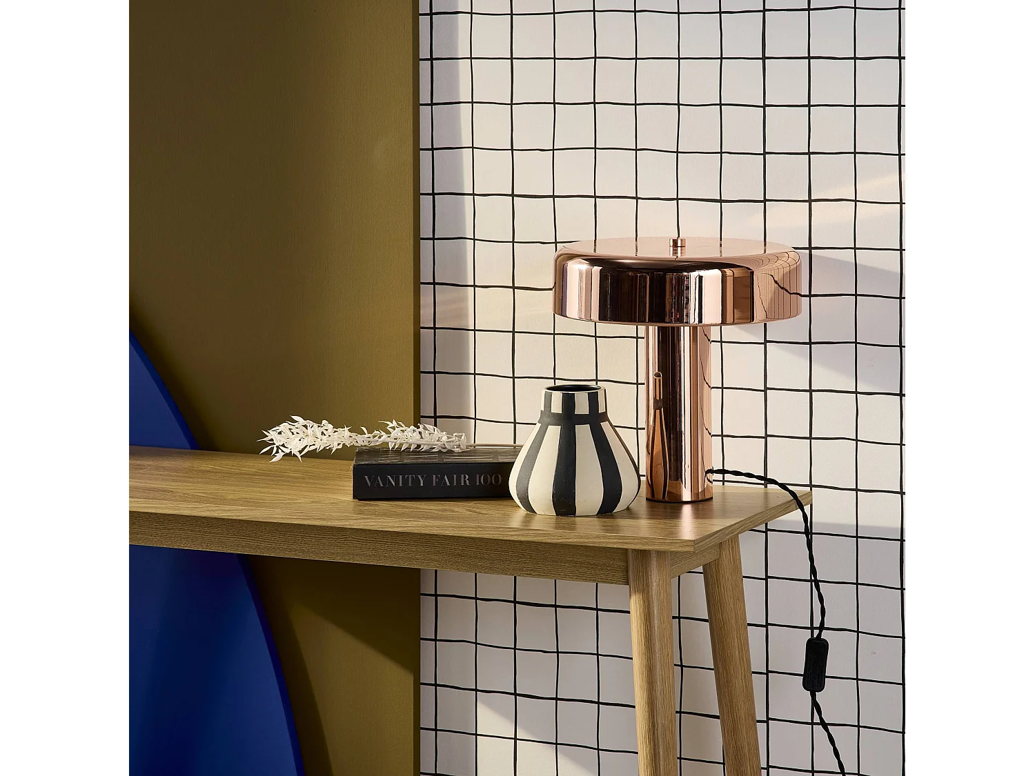 Lámpara de metal para mesa interior, 30cm oro rosa