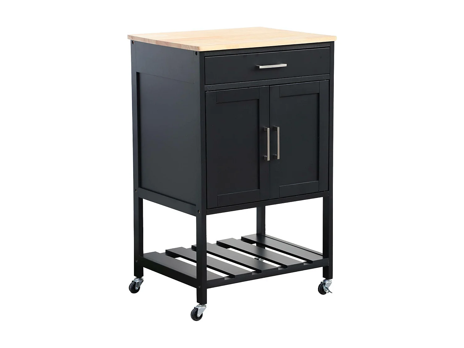 Carro de cocina con encimera de madera de pino negro