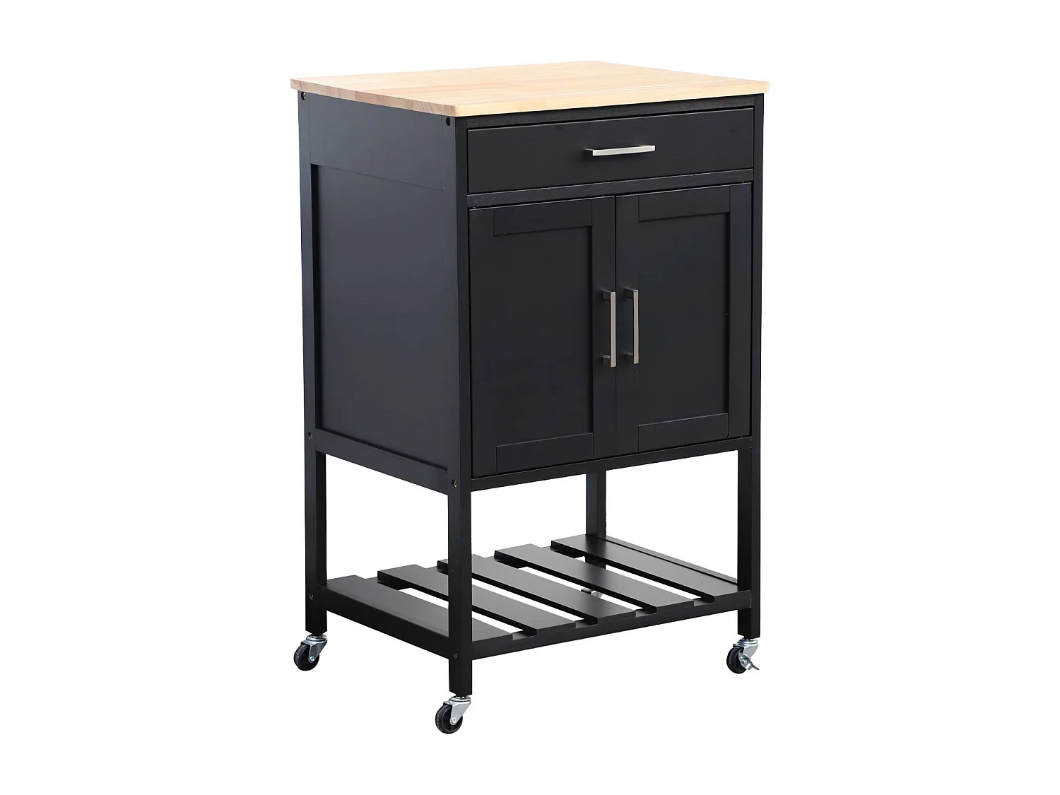 Carro de cocina con encimera de madera de pino negro