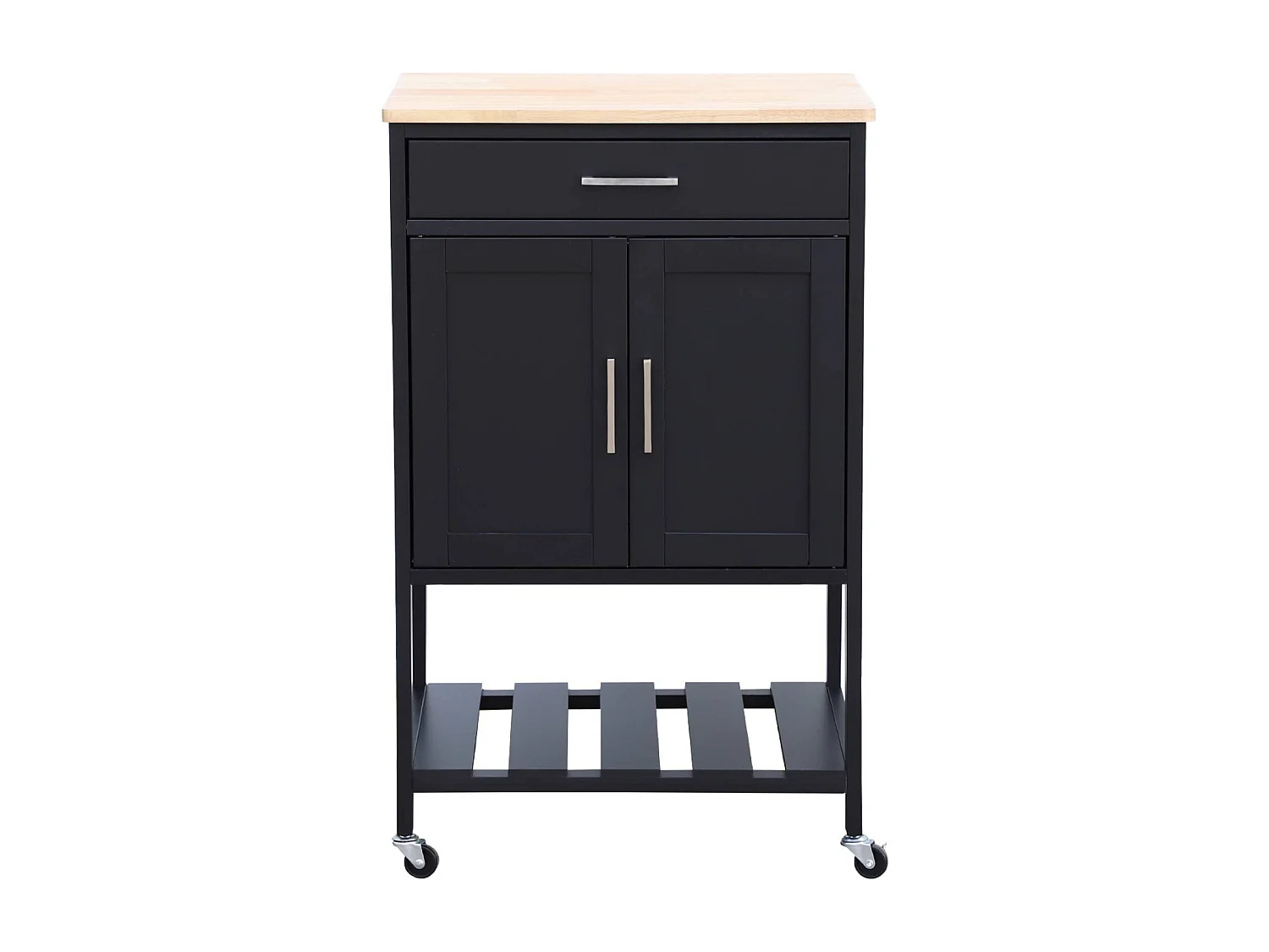 Carro de cocina con encimera de madera de pino negro